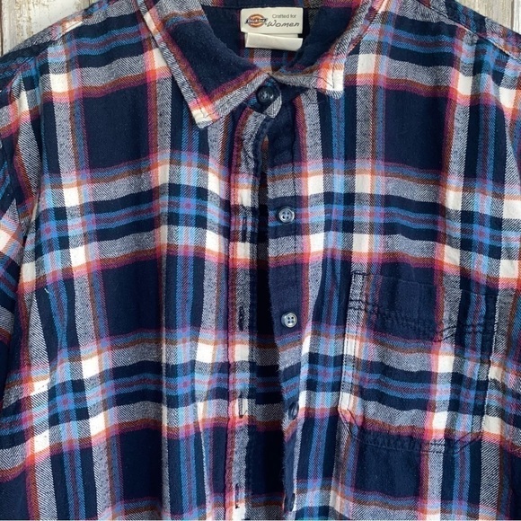 Dickies Mixed Navy Plaid Button Down - Picture 3 of 5